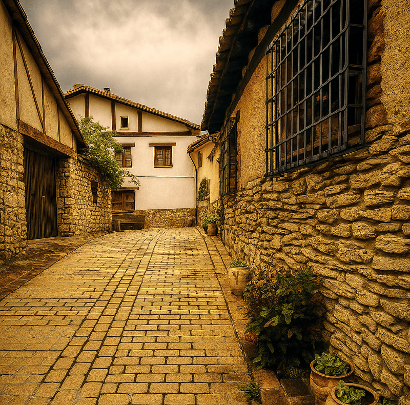 calle silenciosa de un pueblo de la serrania de cuenca